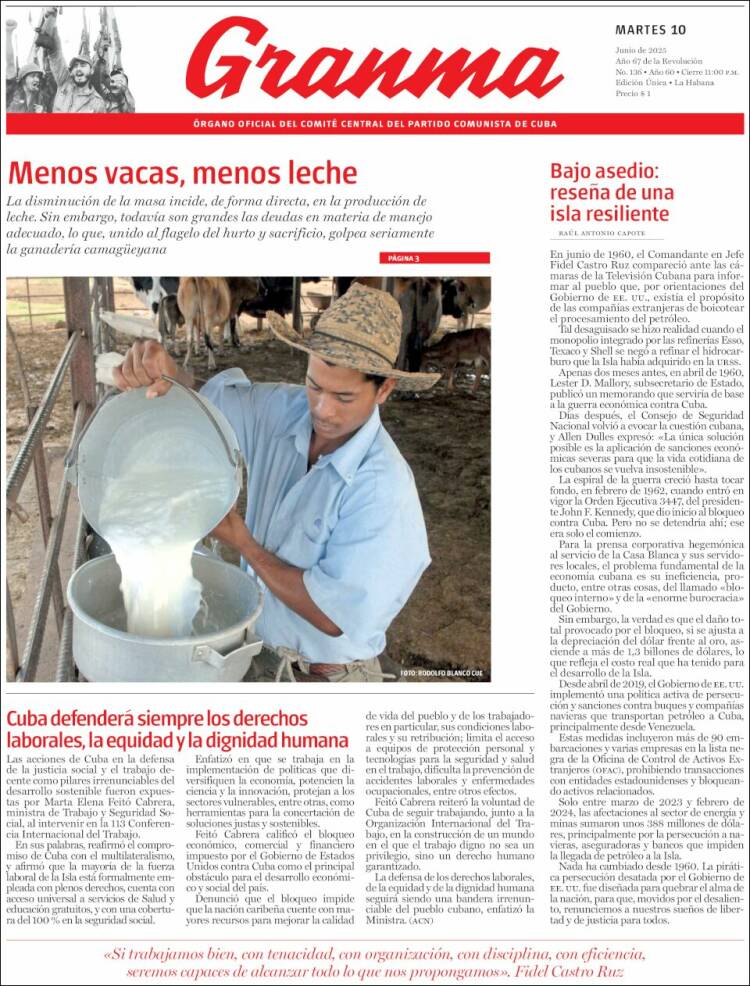Portada de Granma (Cuba)