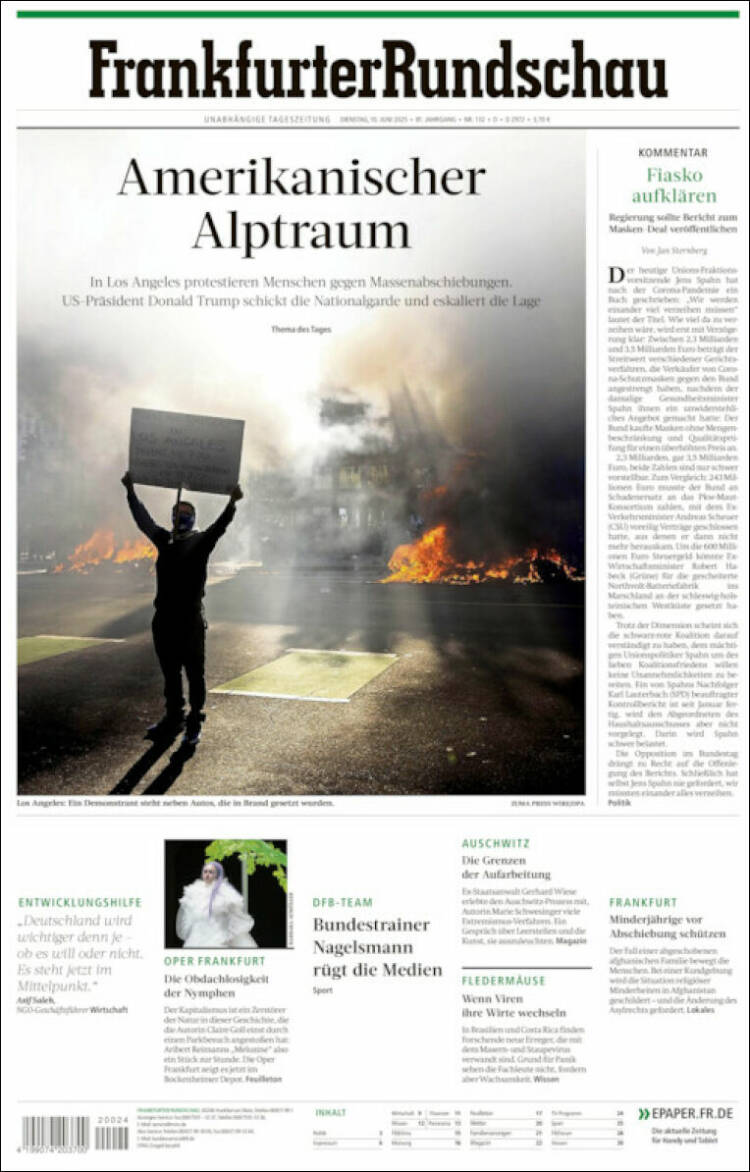 Portada de Frankfurter Rundschau (Alemania)