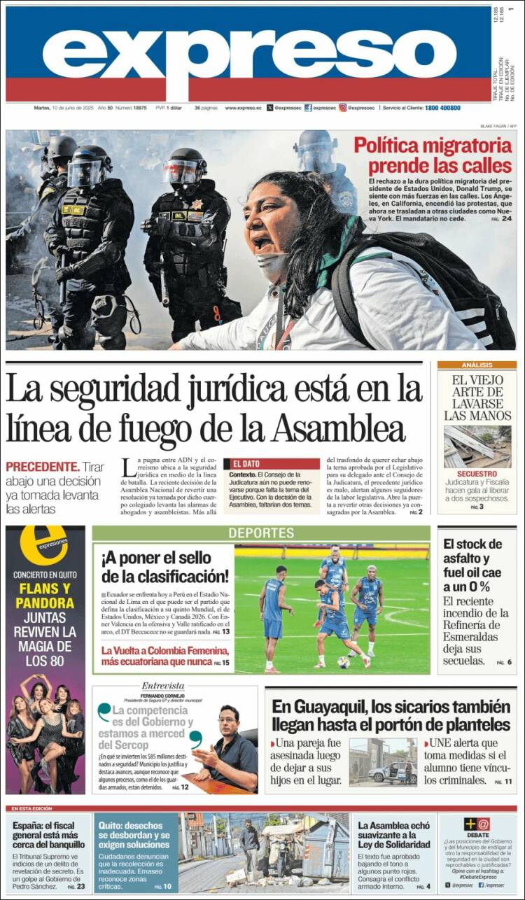 Portada de Expreso (Ecuador)