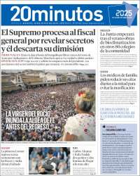 Portada de 20 Minutos - Sevilla (España)