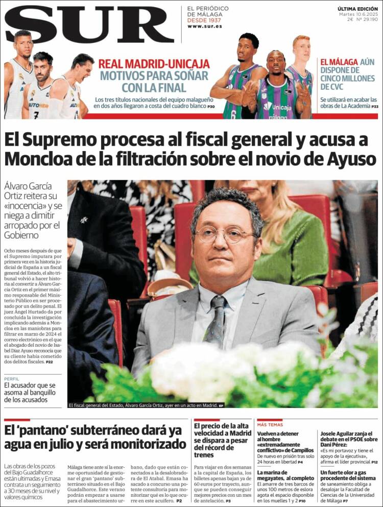 Portada de Diario el Sur (España)