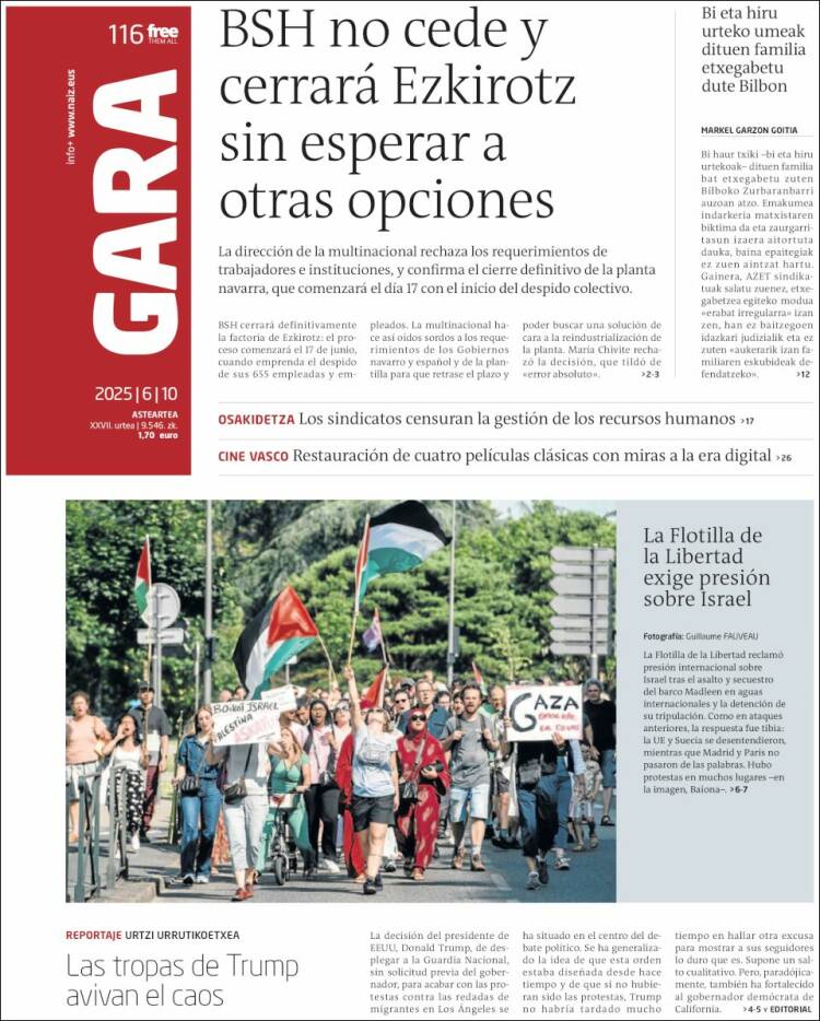 Portada de Gara (España)