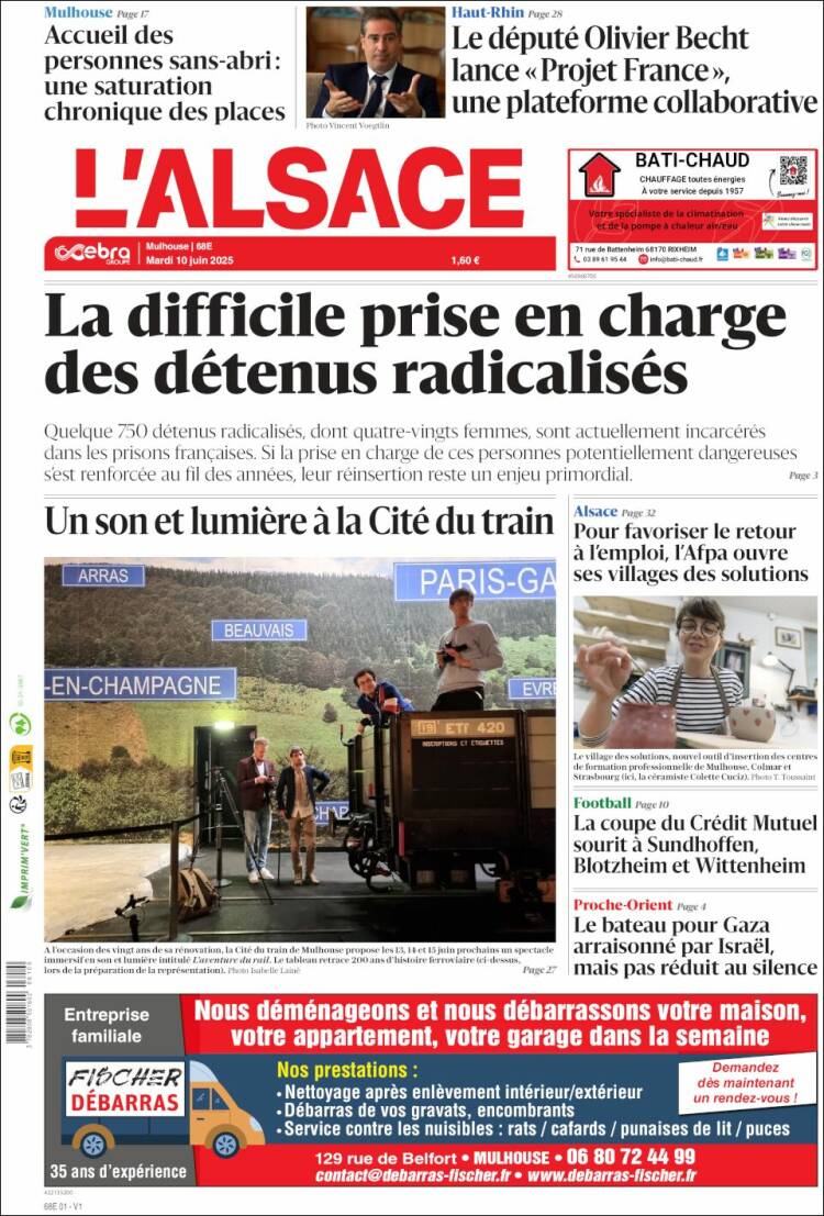Portada de Journal L'Alsace (Francia)