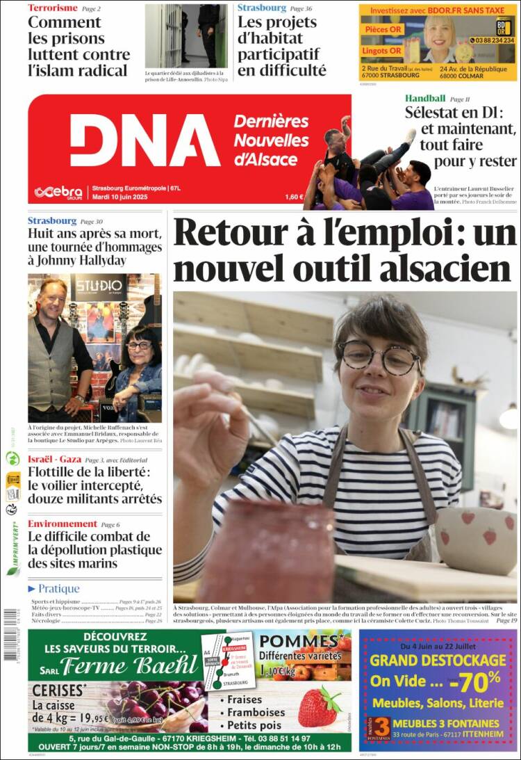 Portada de Les Dernières Nouvelles d'Alsace (Francia)