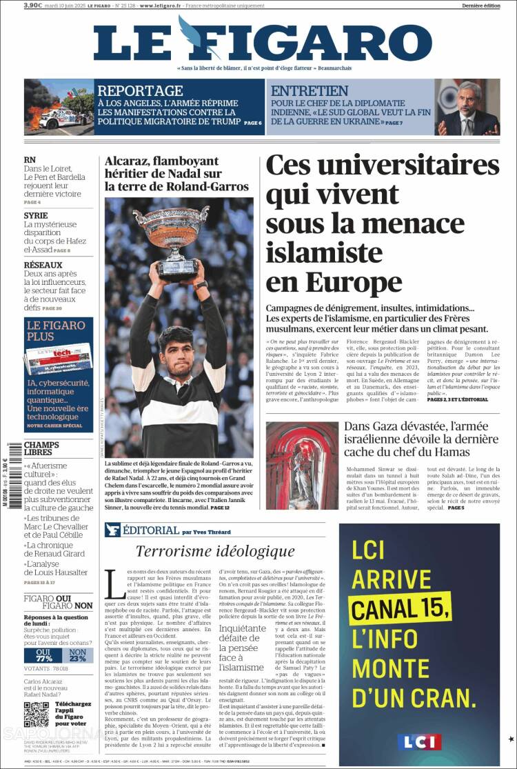 Portada de Le Figaro (Francia)