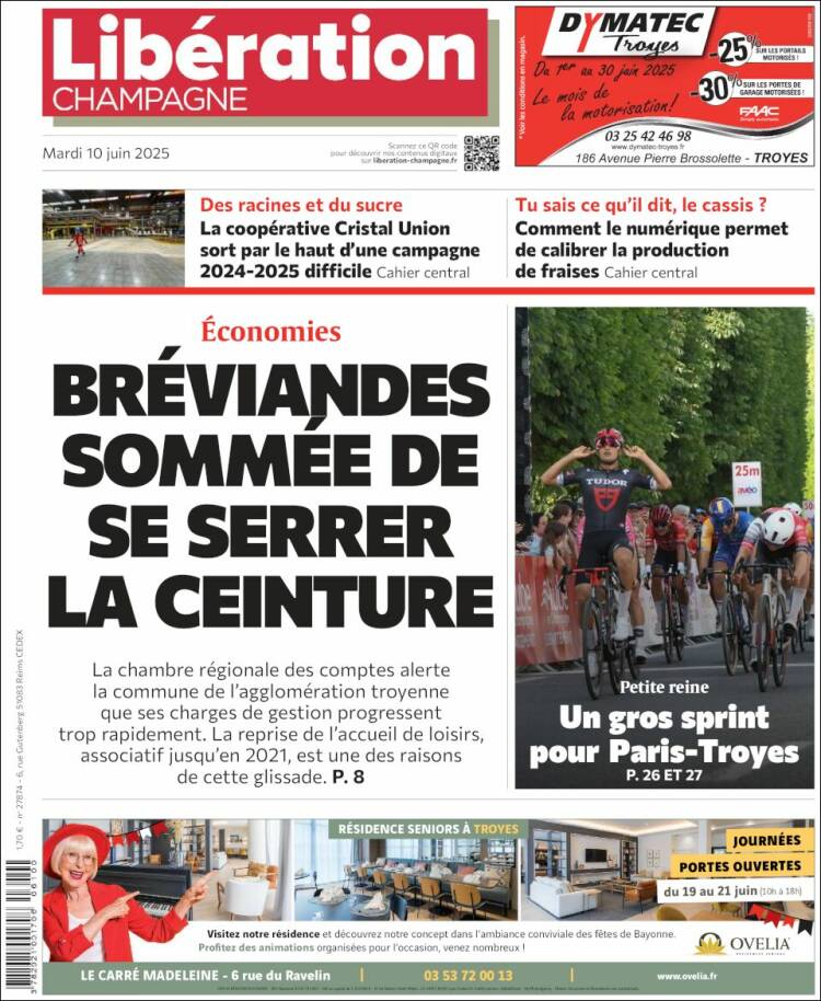 Portada de Libération Champagne (Francia)