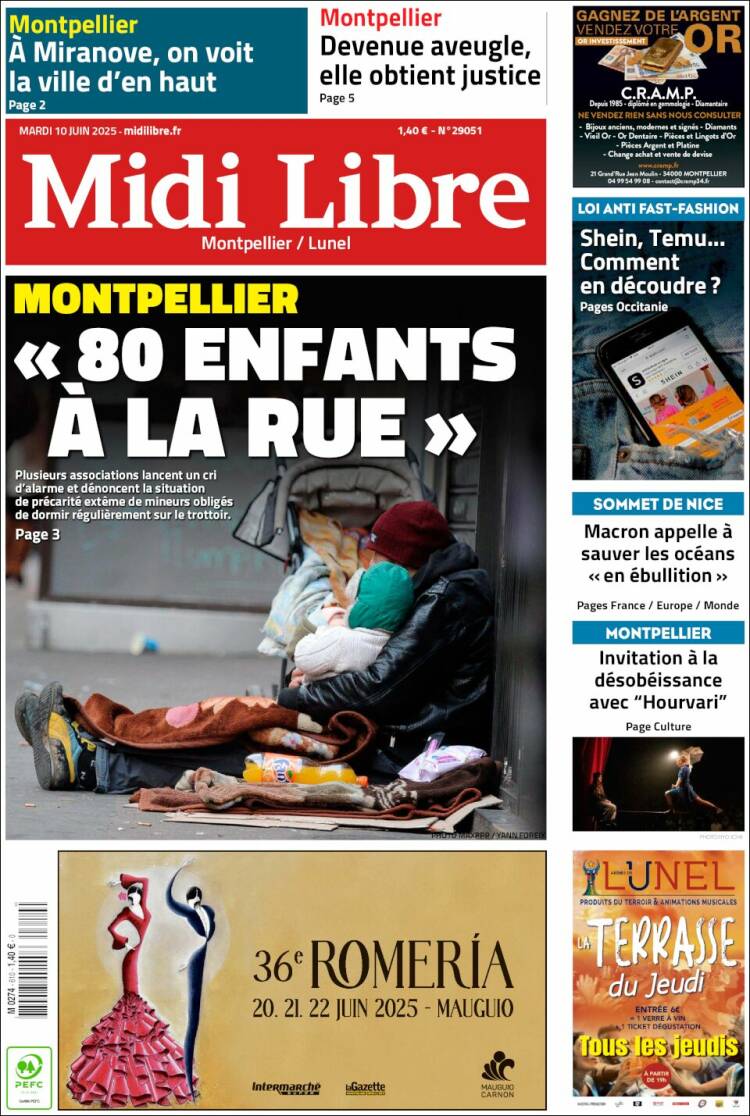 Portada de Midi Libre (Francia)