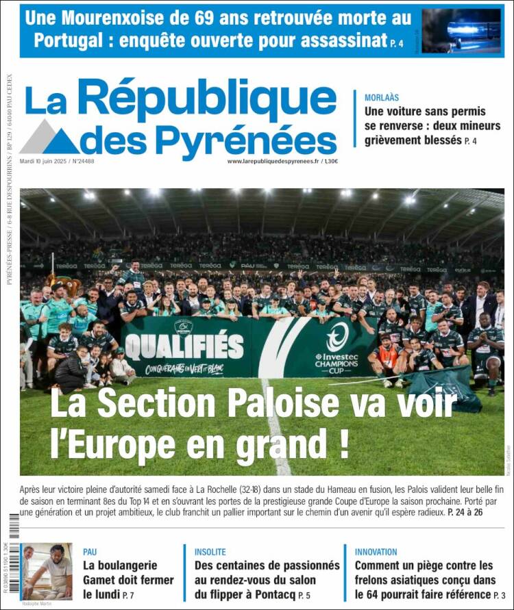 Portada de La République des Pyrénées (Francia)