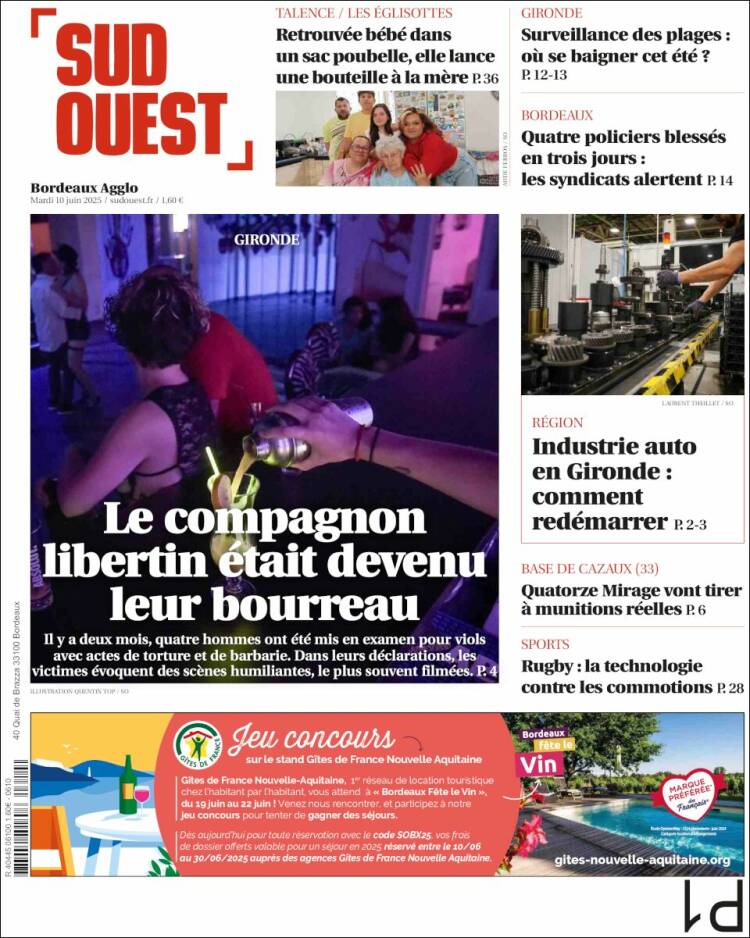 Portada de Sud Ouest (Francia)
