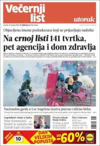 Portada de Večernji (Croacia)
