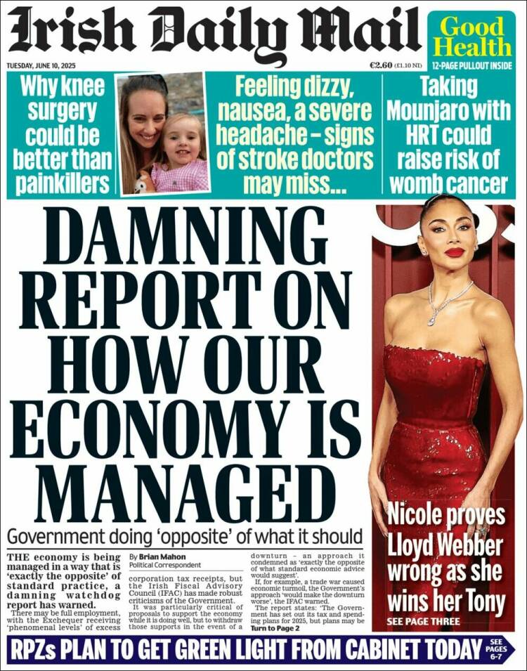 Portada de Irish Daily Mail (Irlanda)