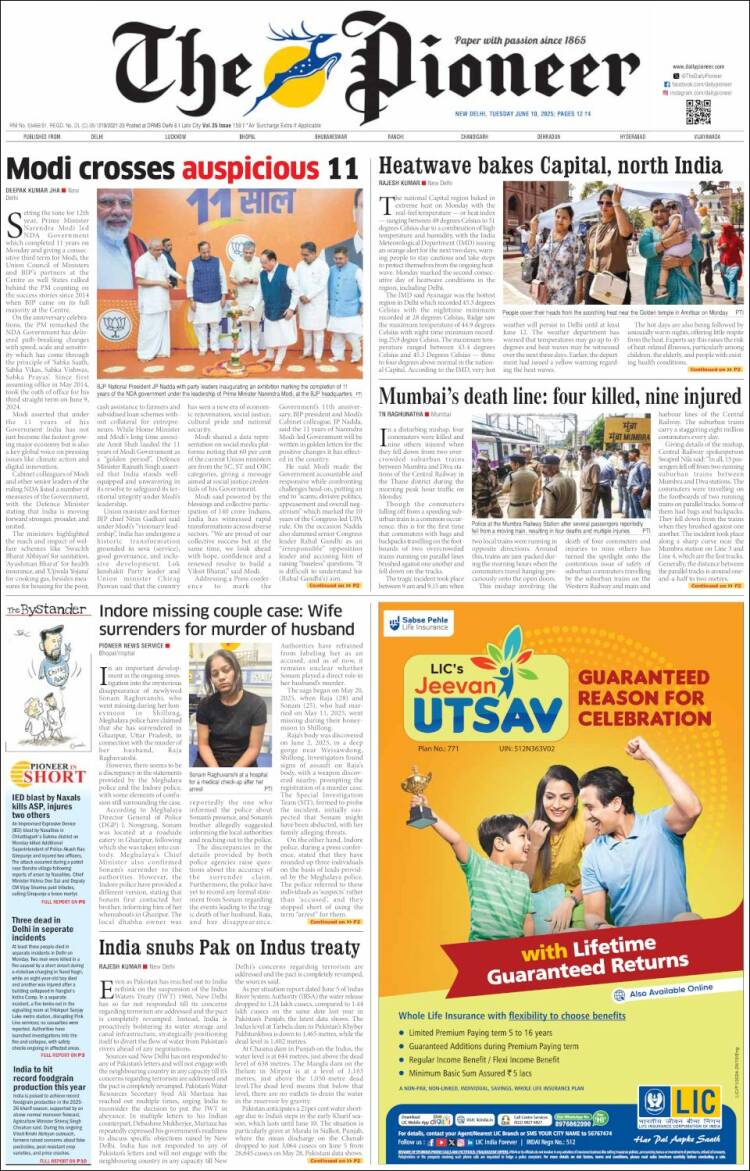 Portada de The Pioneer (India)