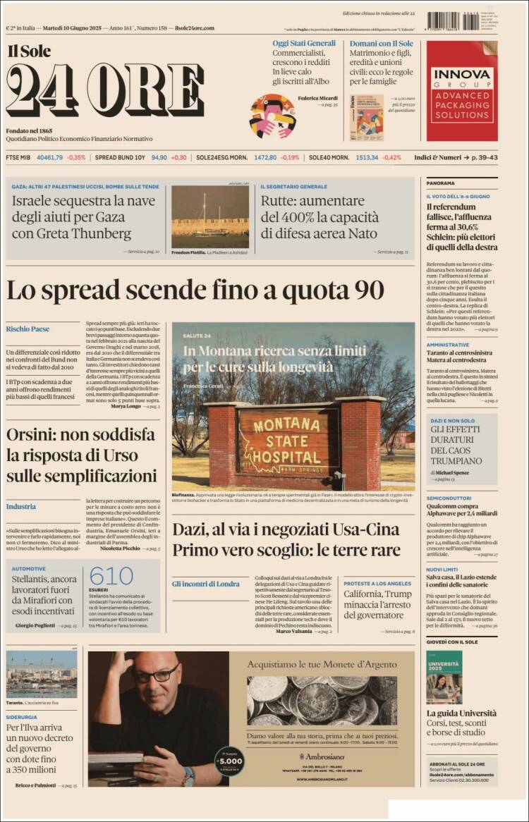 Portada de Il Sole 24 ORE (Italia)