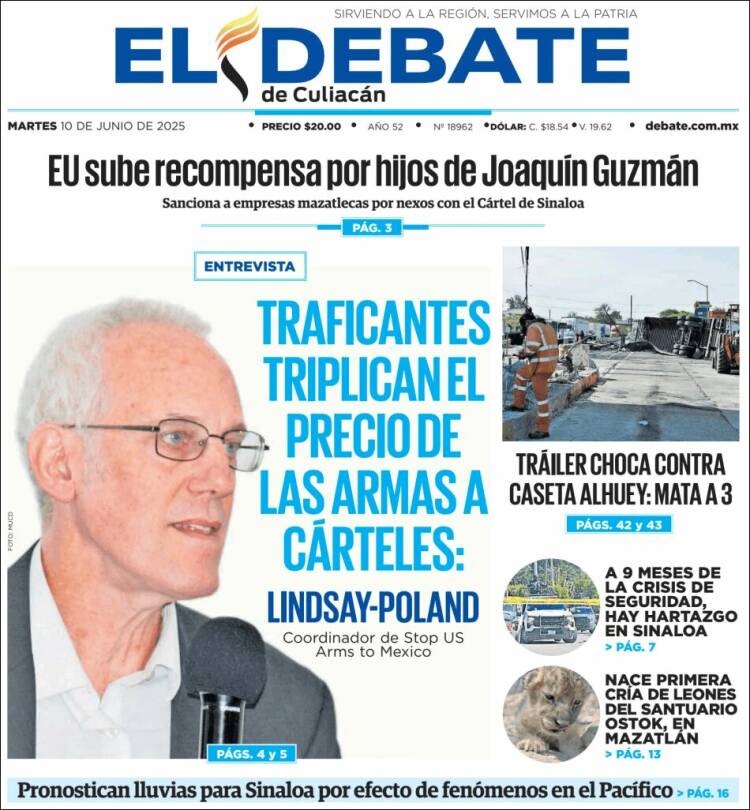 Portada de El Debate de Culiacán (Mexico)