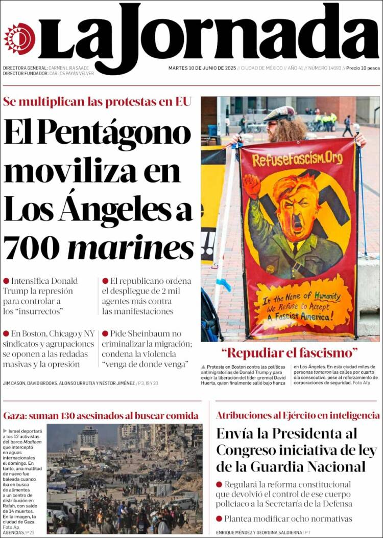 Portada de La Jornada (México)