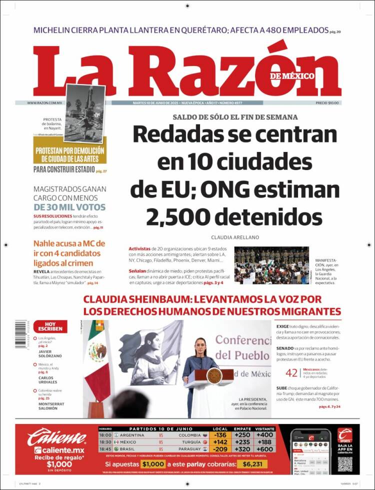 Portada de La Razón (México)