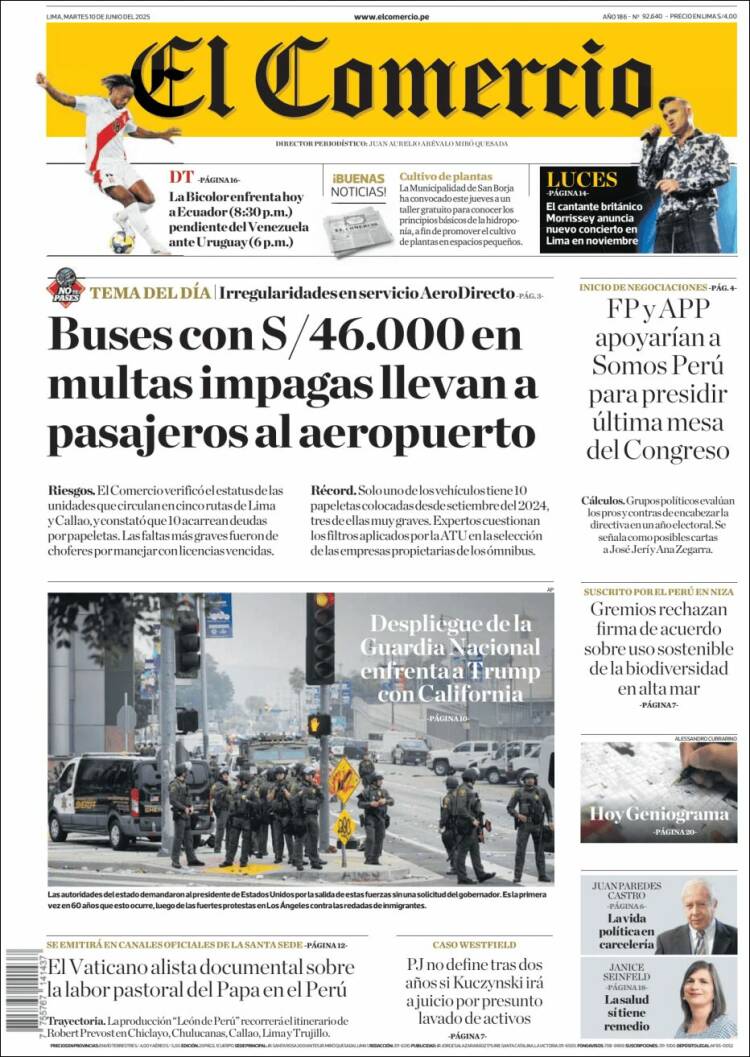 Portada de El Comercio (Perú)