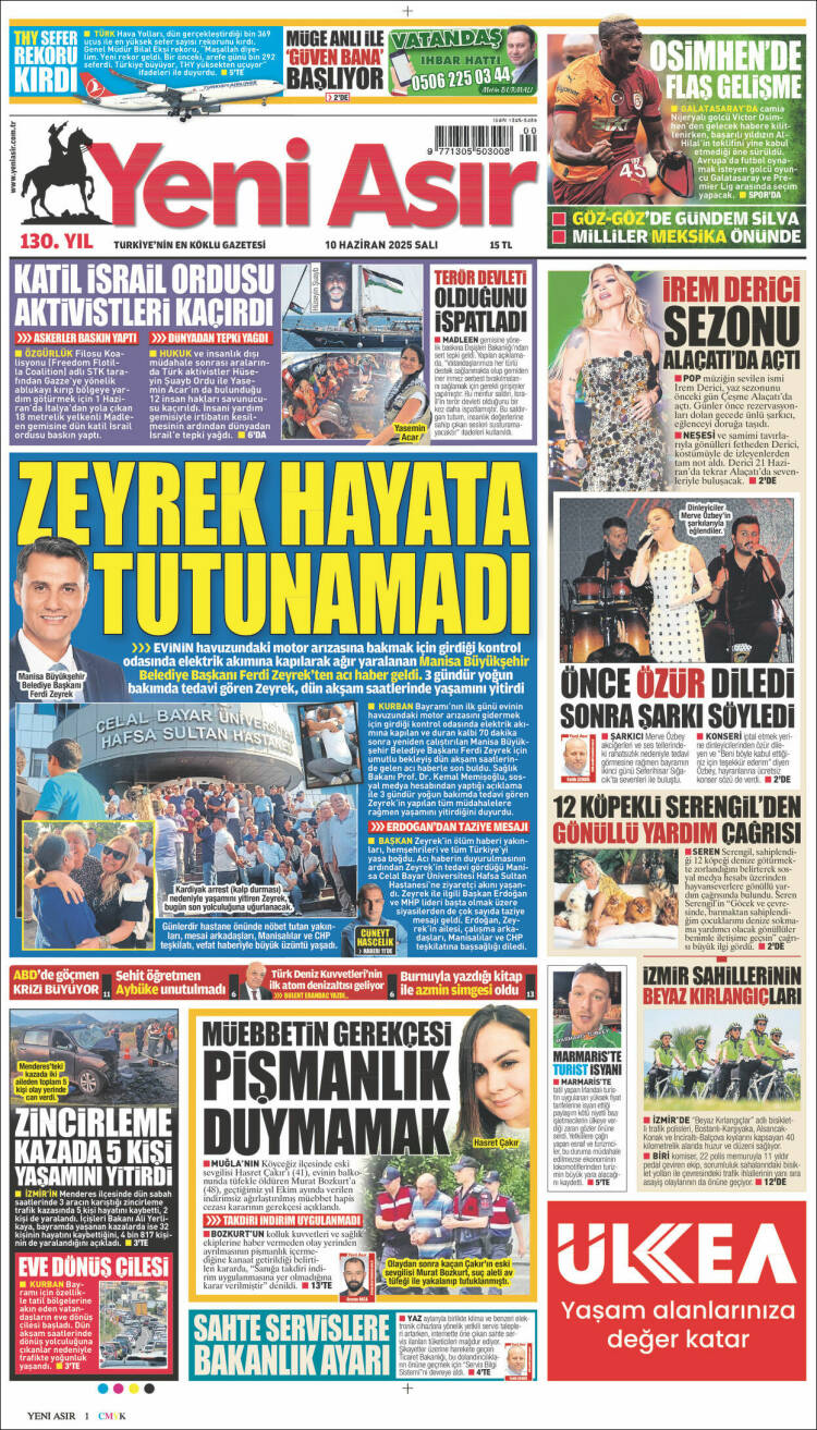 Portada de Yeni Asır (Turquía)