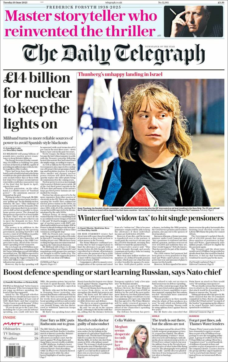 Portada de Daily Telegraph (Reino Unido)
