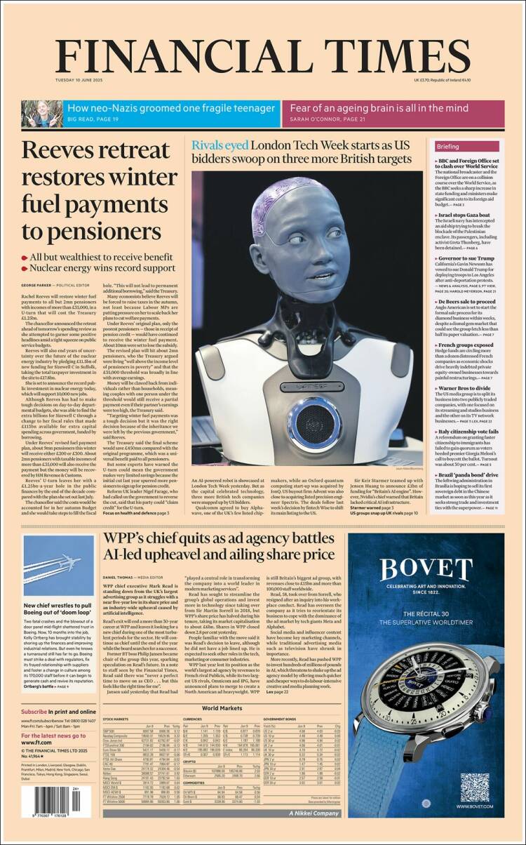 Portada de Financial Times (Reino Unido)