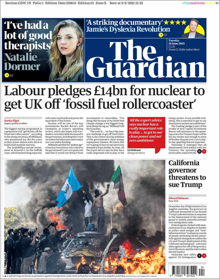 Portada de The Guardian (Reino Unido)