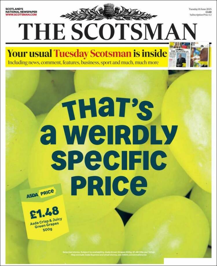 Portada de The Scotsman (Reino Unido)