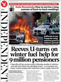 Portada de The Independent (Reino Unido)