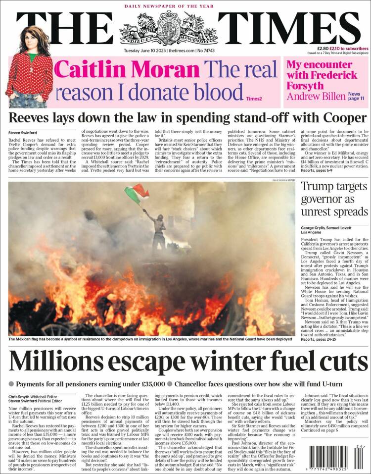 Portada de The Times (Reino Unido)