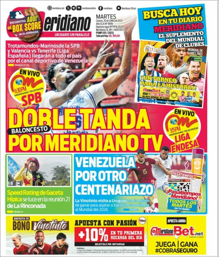 Portada de Meridiano (Venezuela)