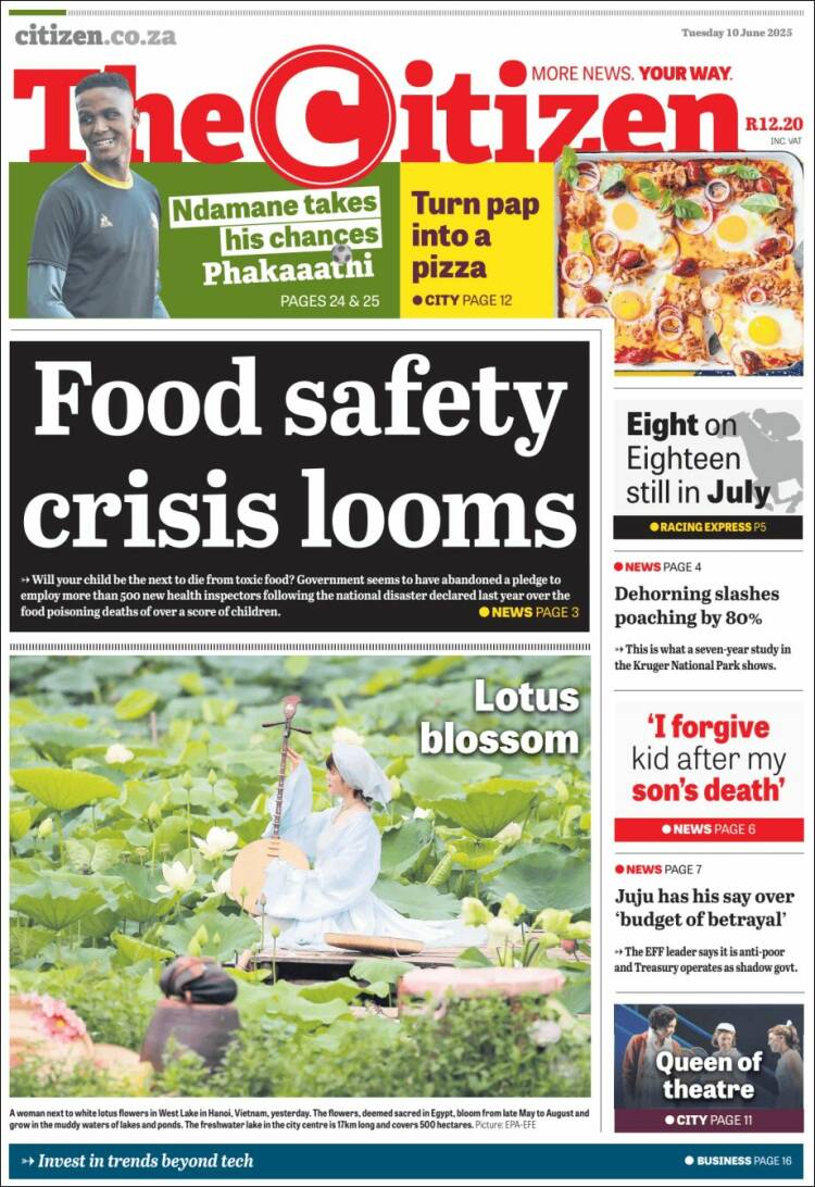 Portada de The Citizen (Sudáfrica)