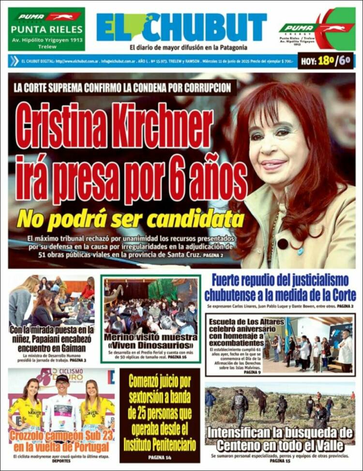 Portada de El Chubut (Argentina)