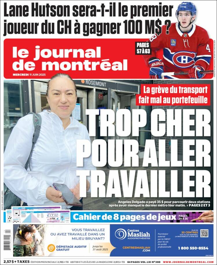 Portada de Le Journal de Montréal (Canadá)