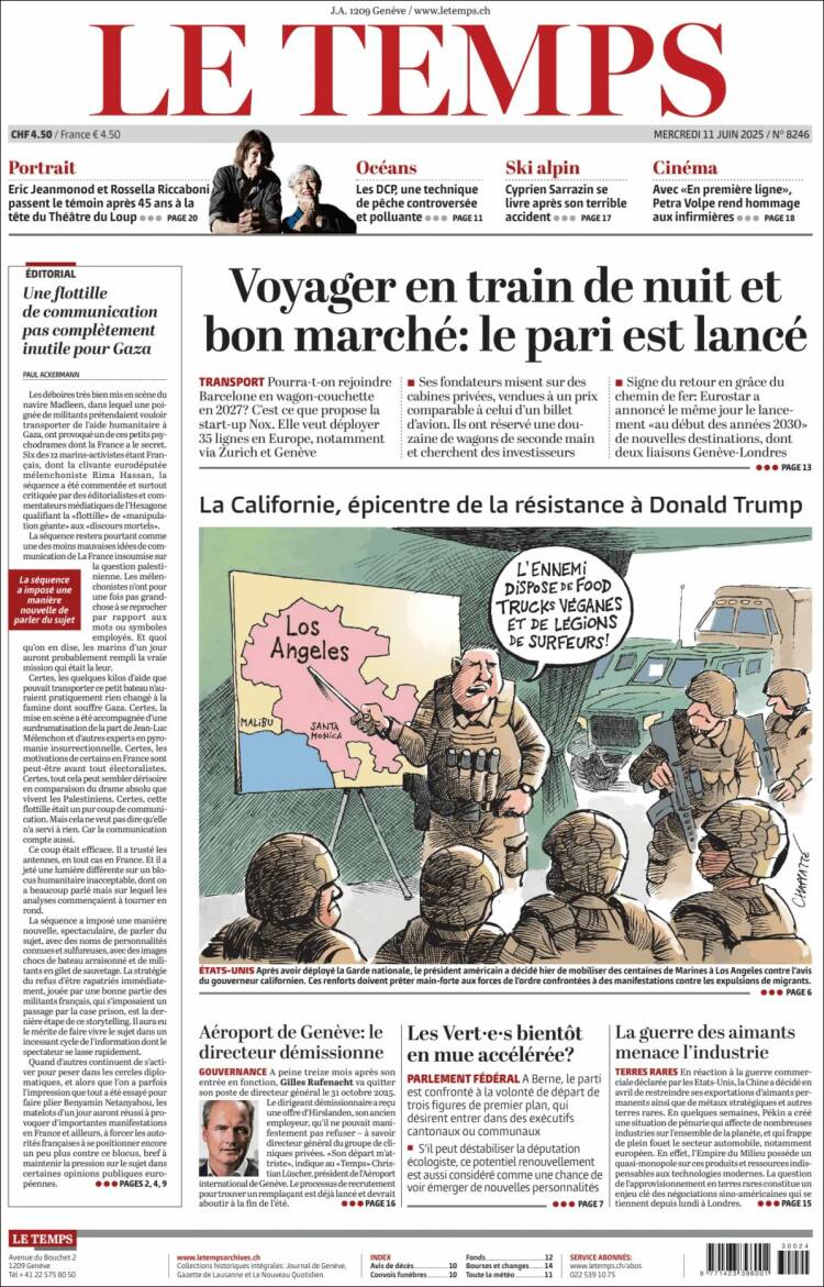 Portada de Le Matin (Suiza)