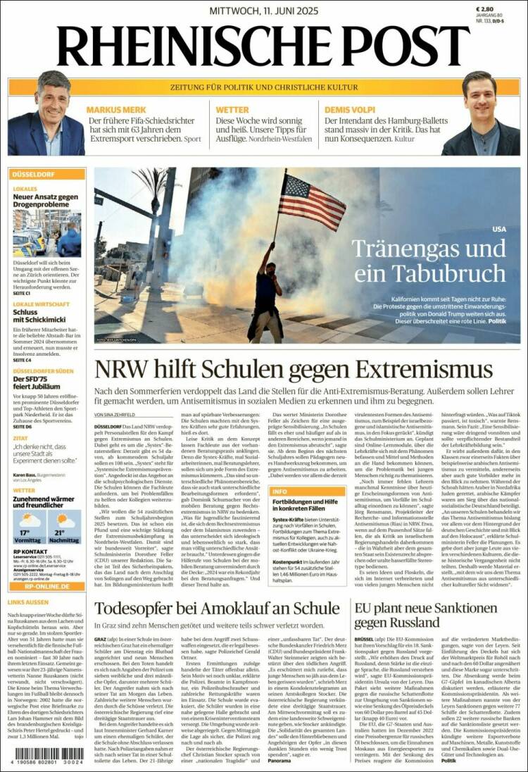 Portada de Rheinische Post (Alemania)