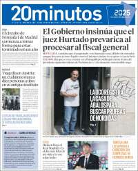 Portada de 20 Minutos - Madrid (España)