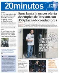 Portada de 20 Minutos - Sevilla (España)