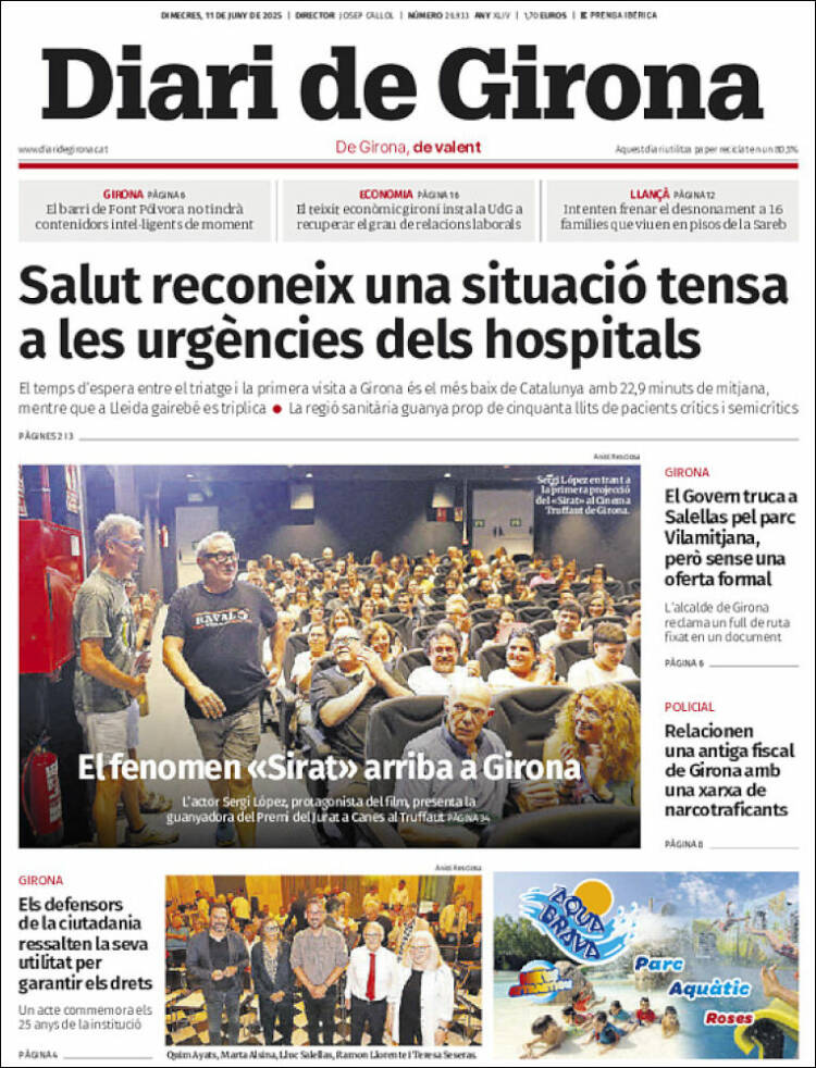 Portada de Diari de Girona (España)