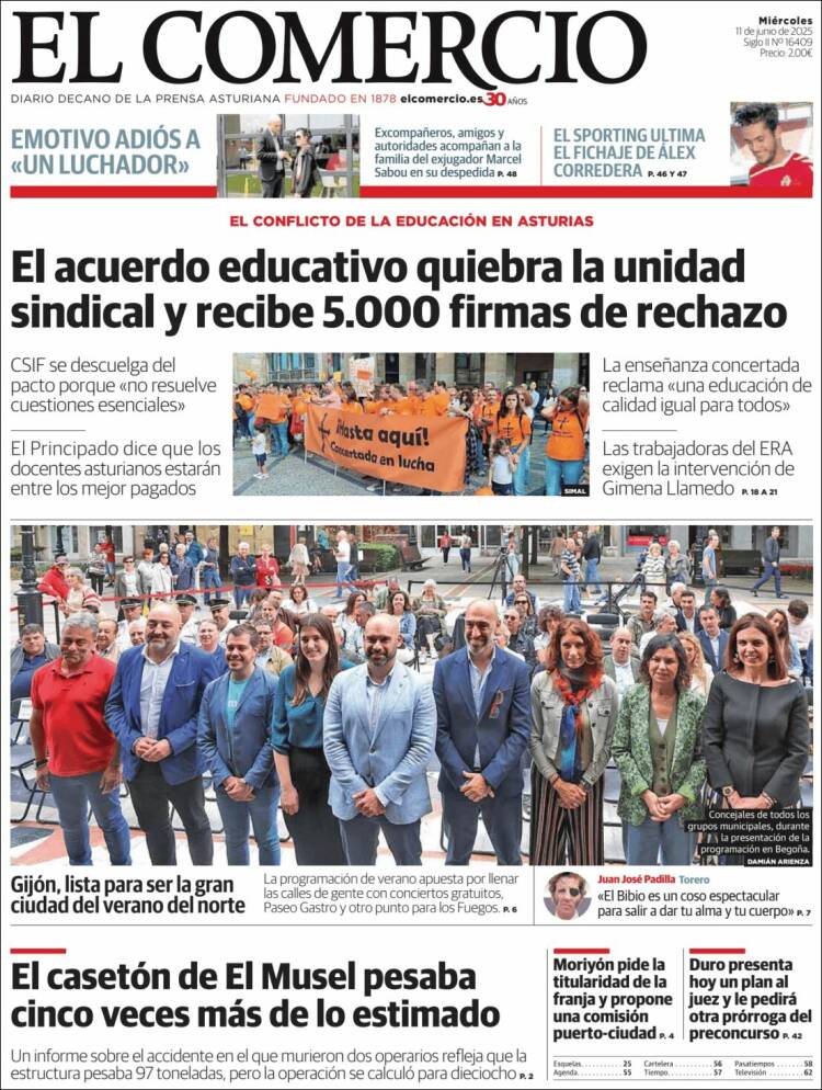 Portada de El Comercio - Gijón (España)