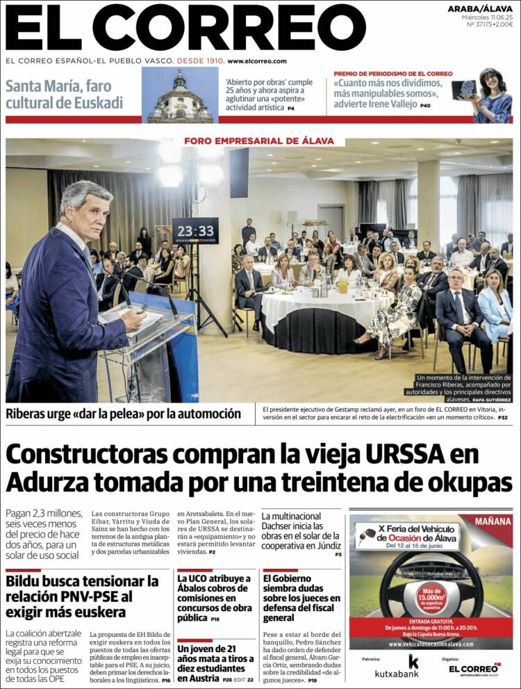 Portada de El Correo - Álava (España)