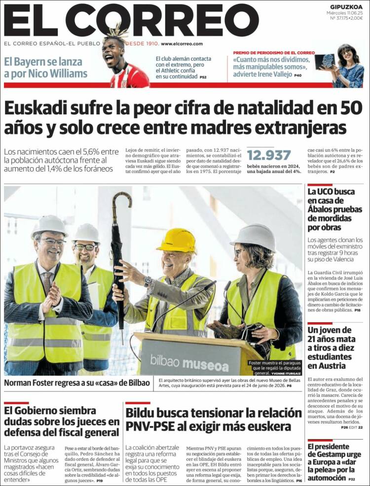 Portada de El Correo - Guipuzcoa (España)