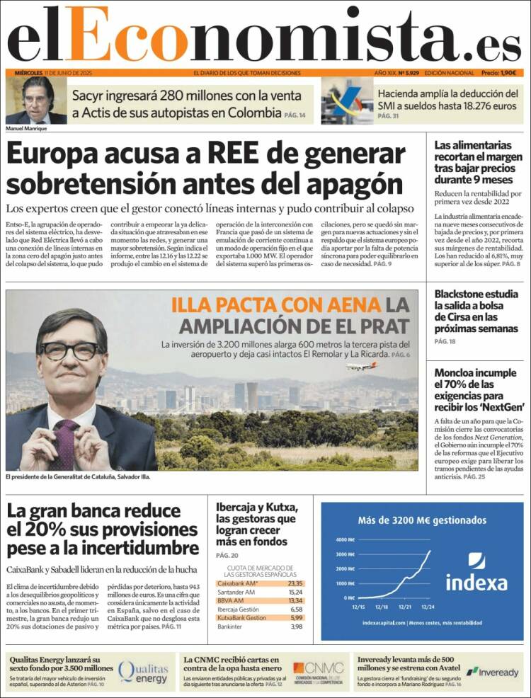 Portada de El Economista (España)