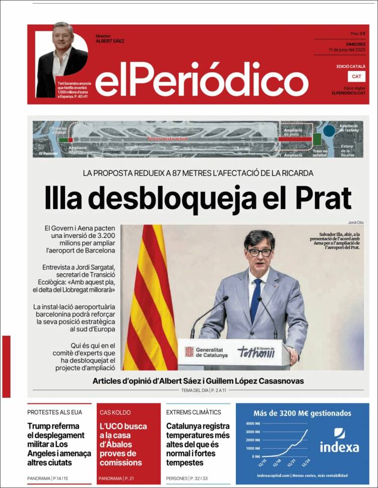 Portada de El Periódico de Catalunya (España)