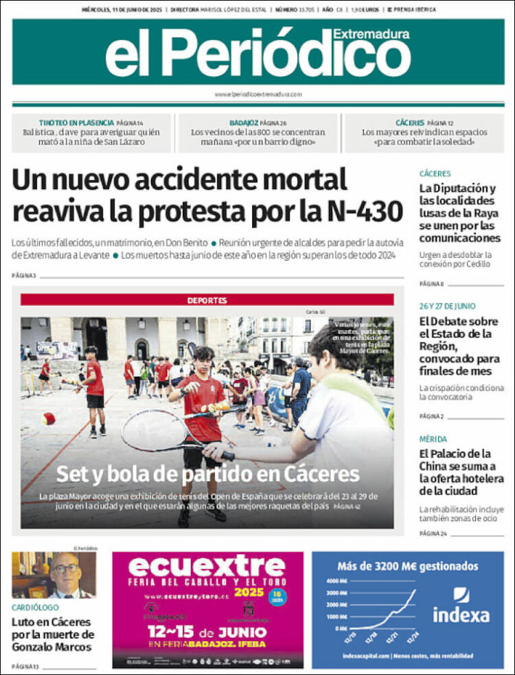 Portada de El Periódico de Extremadura (España)