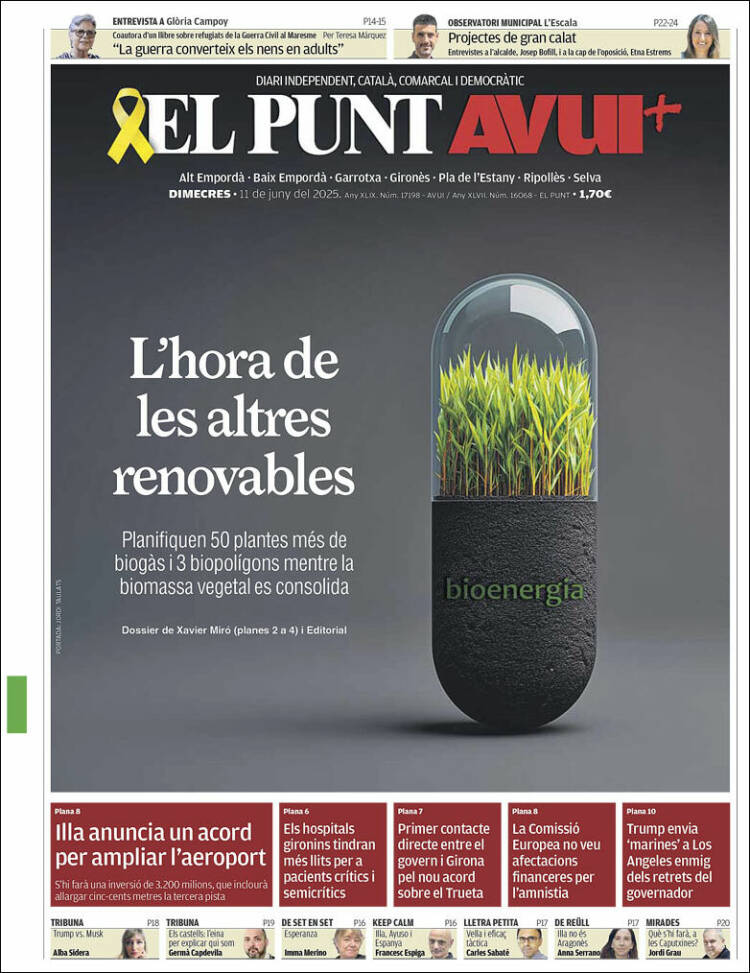 Portada de El Punt Avui - Girona (España)