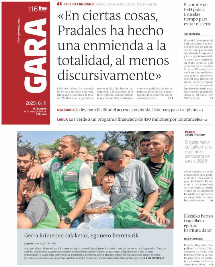 Portada de Gara (España)