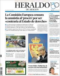 Portada de Heraldo de Aragón (España)