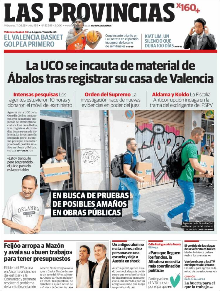 Portada de Las Provincias (España)