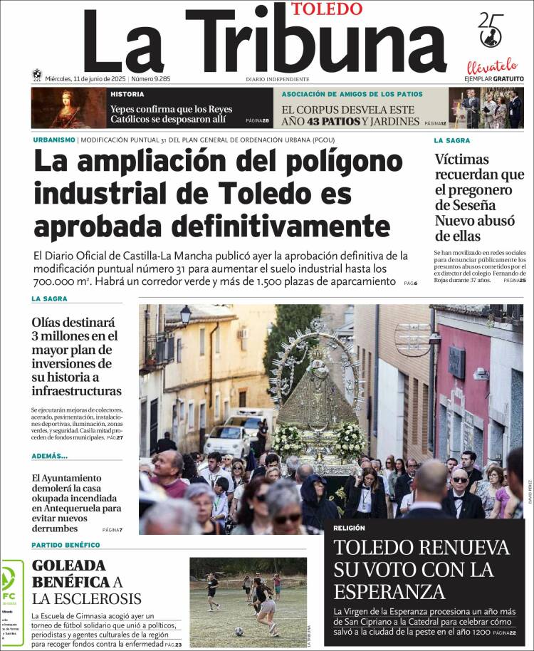 Portada de La Tribuna de Toledo (España)