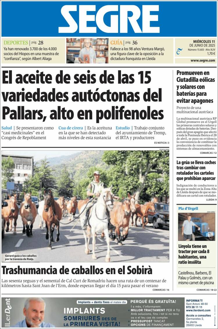 Portada de Segre  (España)