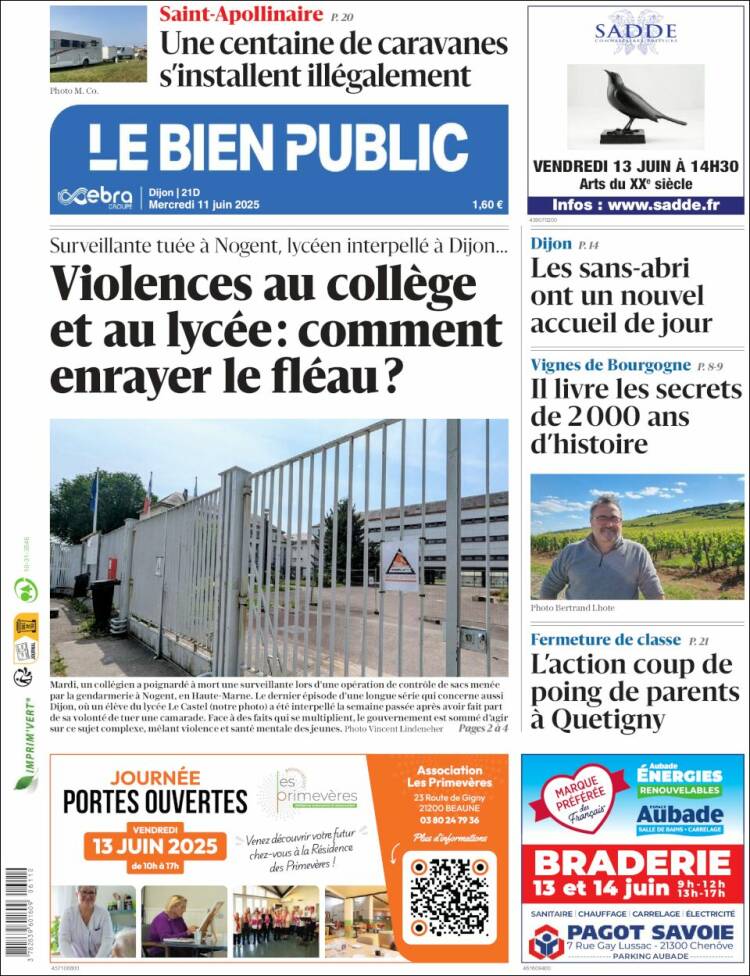 Portada de Le Bien Public (Francia)